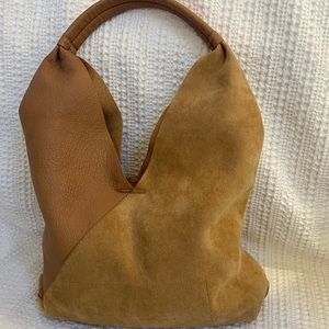 Shiraleah tan leather and suede bag